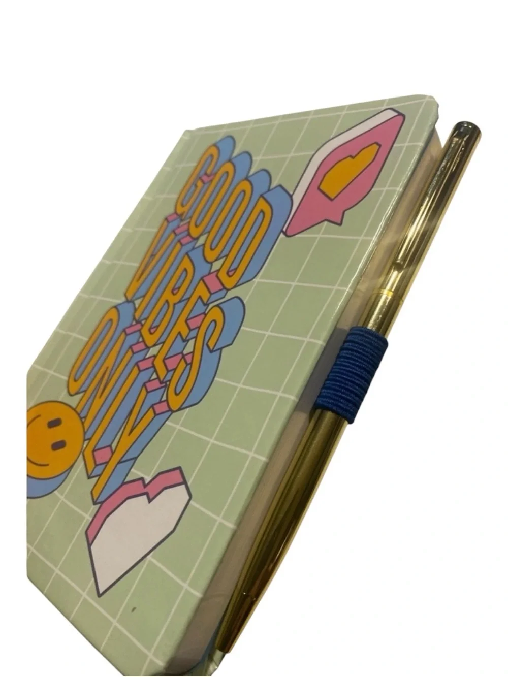 Good Vibes Only Green Notebook with Pen Loop